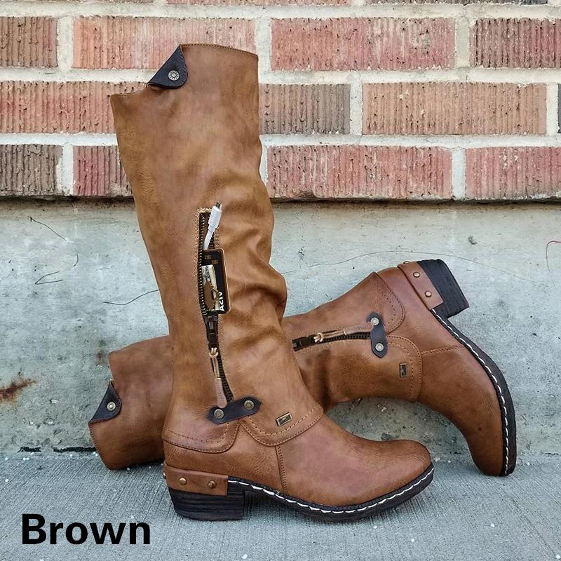 Mujer Rodilla Alta Cremallera Botas Altas Botas de Cuero Dedo delDo Redondo  Botas de Nieve Plataforma Cuña Botas Cálidas comprar a buen precio —  entrega gratuita, reseñas reales con fotos — Joom