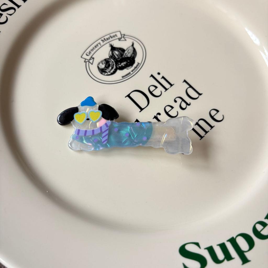 1/4 Stück niedliche bunte Laserstreifen Hundehaarspange für Mädchen Herz vielseitig Student Cartoon Haarschmuck weiblich