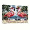 Vintage Flamingo Seaside Metal Poster Wall Decor Beach Home Gift