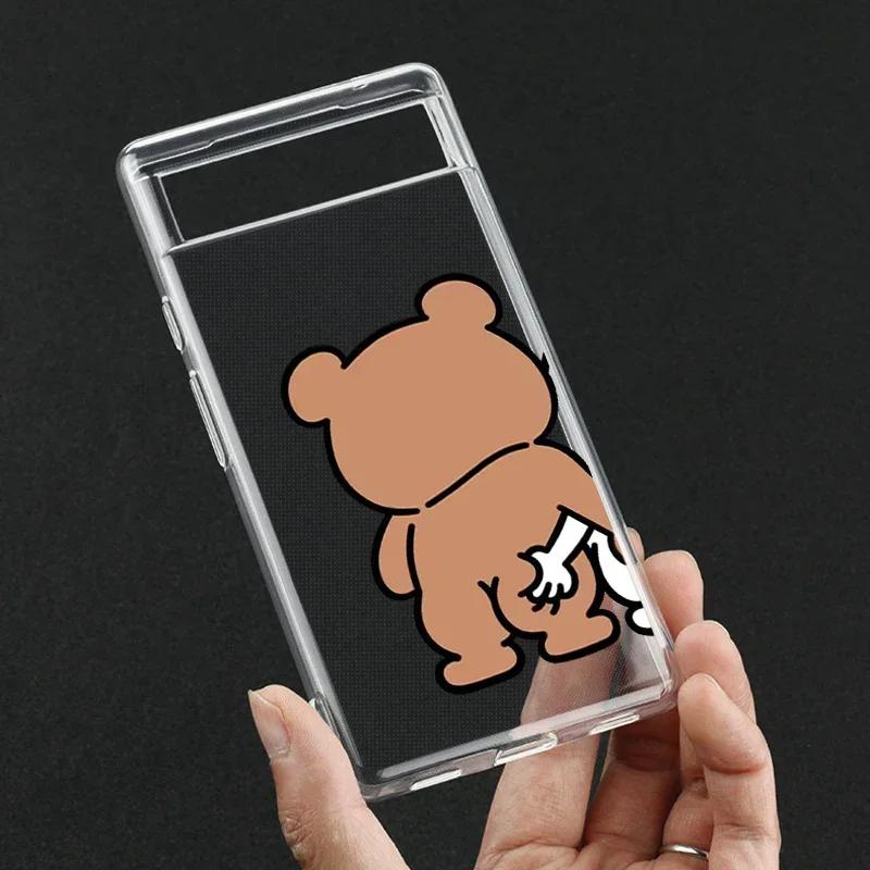

Funny Bear Bunny Couple Phone Case for Google Pixel 8A 6 6A 5G 8 8 Pro 7 Pro 7A 7 Case Transparent Cover Capa Fundas Skin Pixel 6A