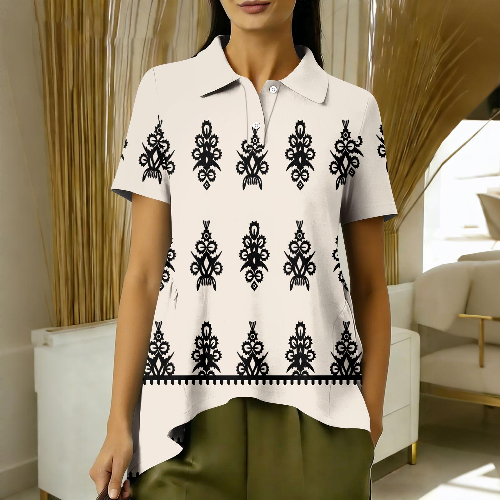 Женская мода повседневный короткий рукав цветочный принт топ L