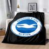 Brighton & Hove Albion Seagull Logo Blue White Gold Vertical Stripe Print Soft Flannel Throw Blanket Sofa Bed Warm Decor Cover For Football Fans