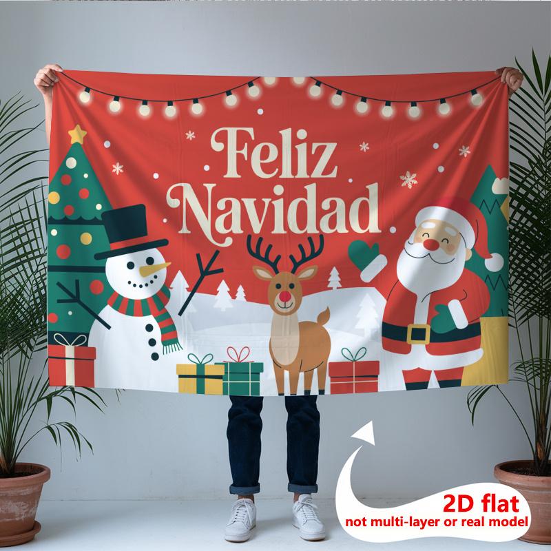 Party Backdrop Christmas Flat Banners Santa Reindeer Snowman Celebrations Wedding Parties Celebration Photo Booth Front Door Decor