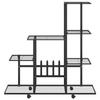 VidaXL Plant Stand On Wheels 94.5x25x92.5 Cm Black Metal