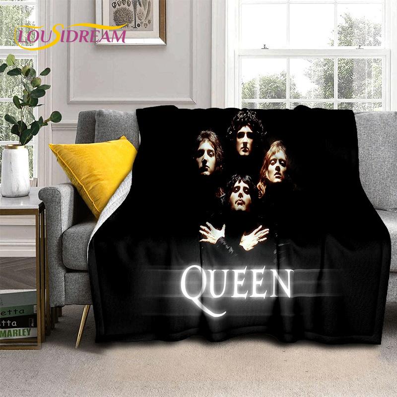 Queen-Rock-Band 3D Freddie Mercury Blanket,Soft Throw Blanket for Home Bedroom Bed Sofa Picnic Travel Office Cover Blanket Kids