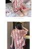 Sweet Strawberry Bunny Christmas Style Women's Ice Silk Pajamas Set: Short Sleeve Summer Homewear