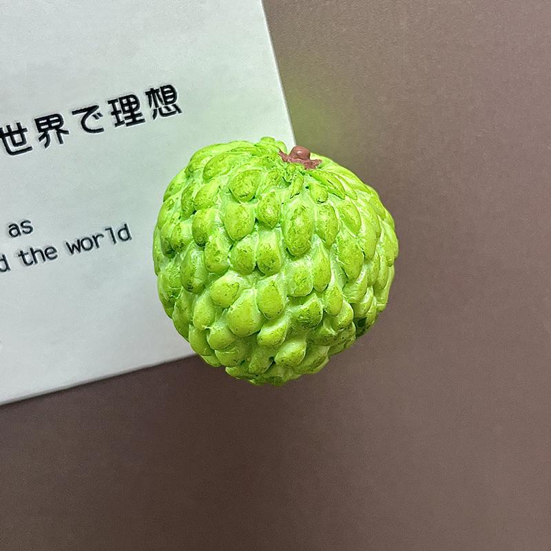 Creative Simulation Fruit Decoration Magnet 3D Cute Mini Coconut Fridge Magnet Mini Custard Apple Ornament Kitchen Home Decor
