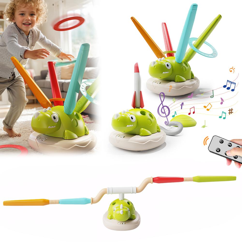 3 In 1 Children Dinosaur Sports Set with Sound Toss Ring Game Remote Control Outdoor Fitness Toys for Indoor Outside Playing