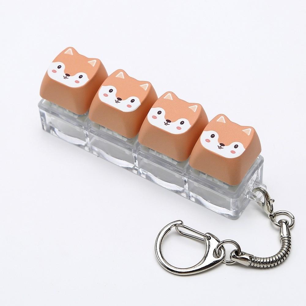 Mini Size Animals Printed Keycap Keychain Detachable Stress Relief Bag Pendant Friends Gift