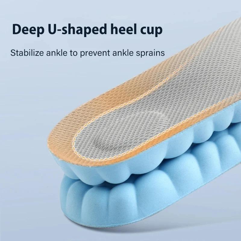 4D Cloud Technology Shock Absorbing Sport Insoles Breathable Sweat Absorbent Massage Arch Support Inserts Barefoot