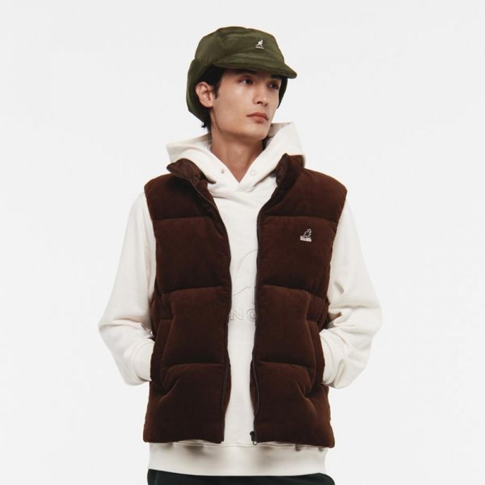 KANGOL Вельветовый пуховый жилет-пуховик Коричневый 6143 SS