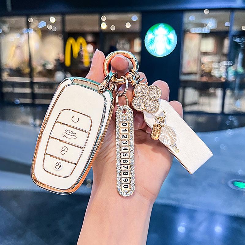 Premium Key Cover for Hongqi H5, HS5, H6, HS3, H9, HS6, EQM5, HS7 - Elegant Car Shell Buckle