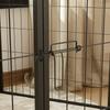 6 Panels Dog Playpen, Portable Detachable Puppy Pen with Door, for Large Dogs, 100cm High, Black