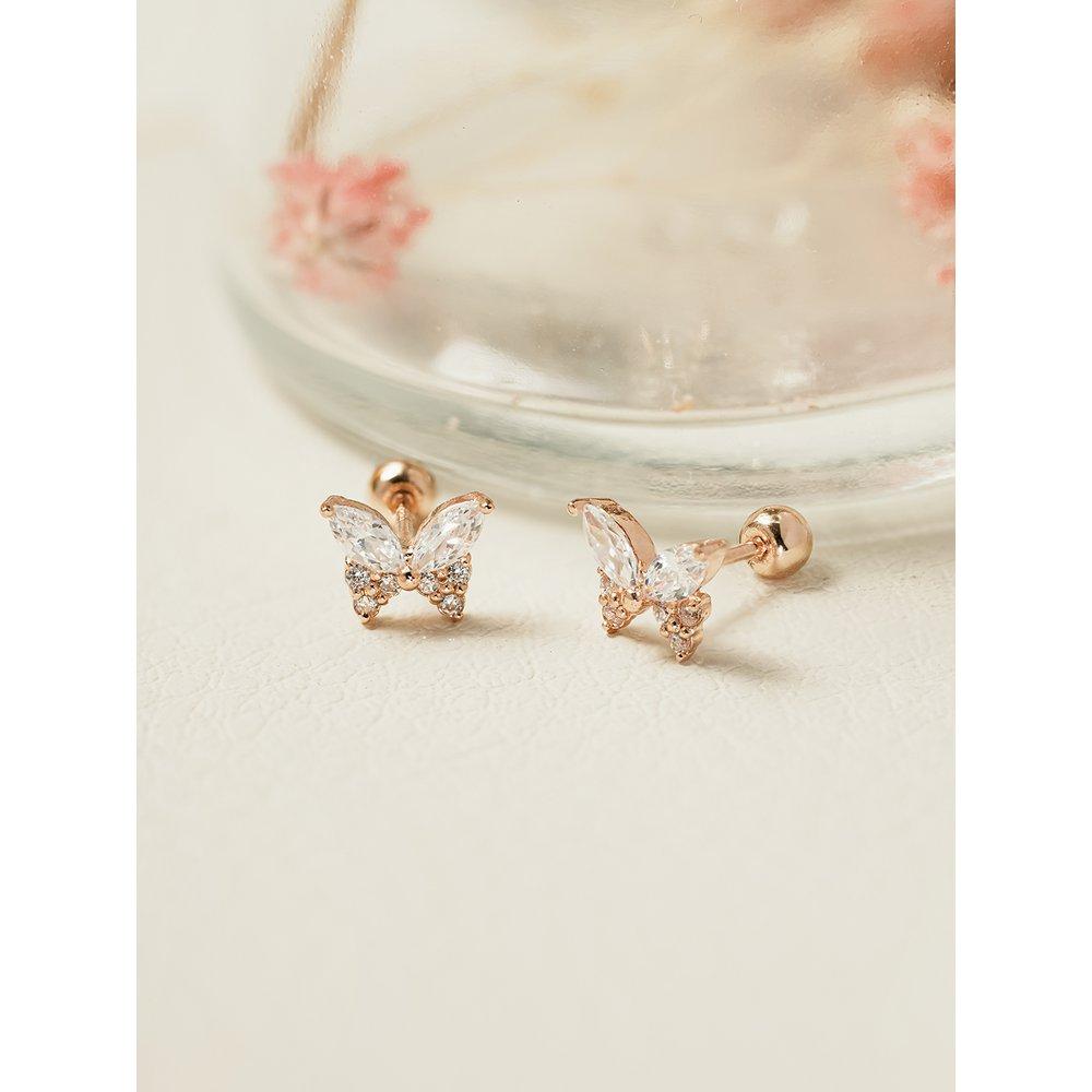 14K Glanz Zirkonia Schmetterling Piercing Ohrringe