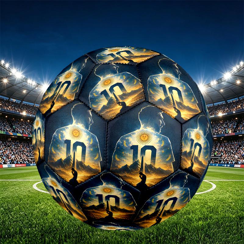 Lionel Messi Print Size 5 Soccer Ball, PU Wear Resistant Football for Match Training and Daily Practice, Birthday Gift for Soccer Fans