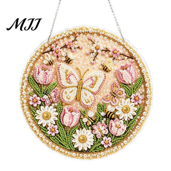 Strass Malerei Sonnenfänger Set Weihnachtskit, DIY Kunst mit Kunstperlen für Erwachsene Bastelbedarf für Anfänger, Acryl Weihnachten Schmuck Bastelmaterial