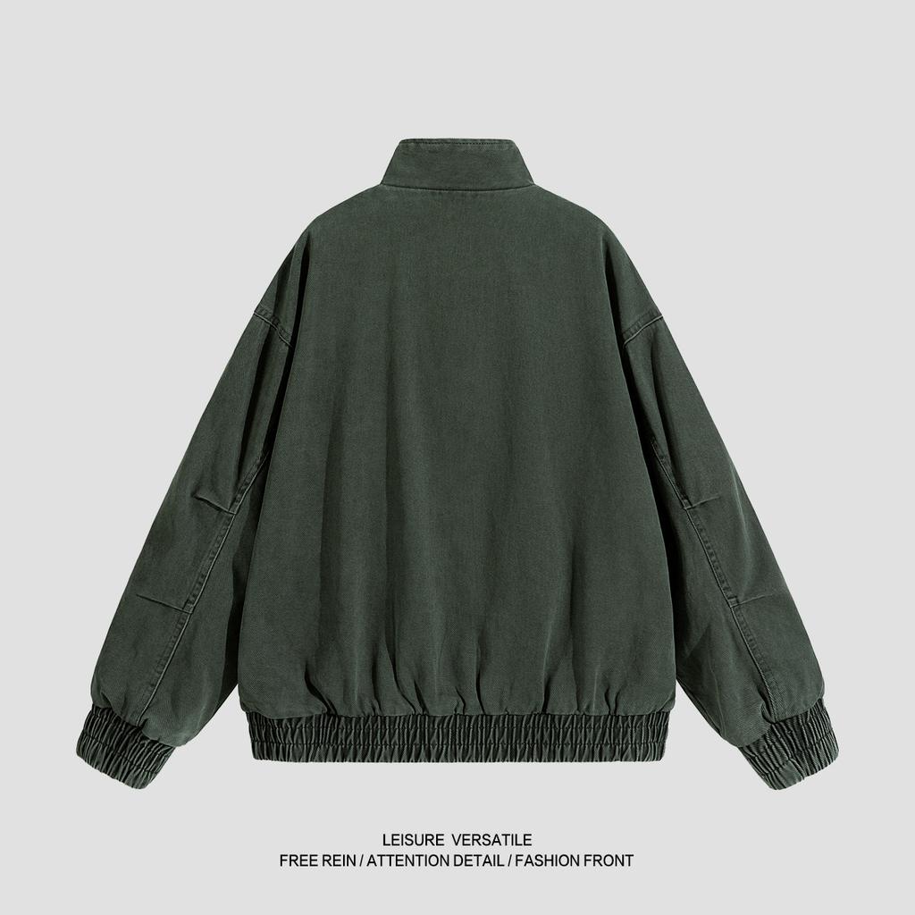 Minimalist Cotton Jacket Men's 2026 Workwear Jacket Washed Do Old Stand-up Collar Men's Spring and Fall Clothes Breathable Work Casual Jacket