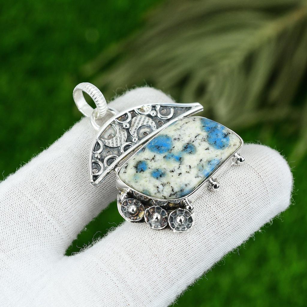 925 Silver Marquise K2 Jasper Gemstone Bezel Handcrafted Wife New Ethnic Pendant