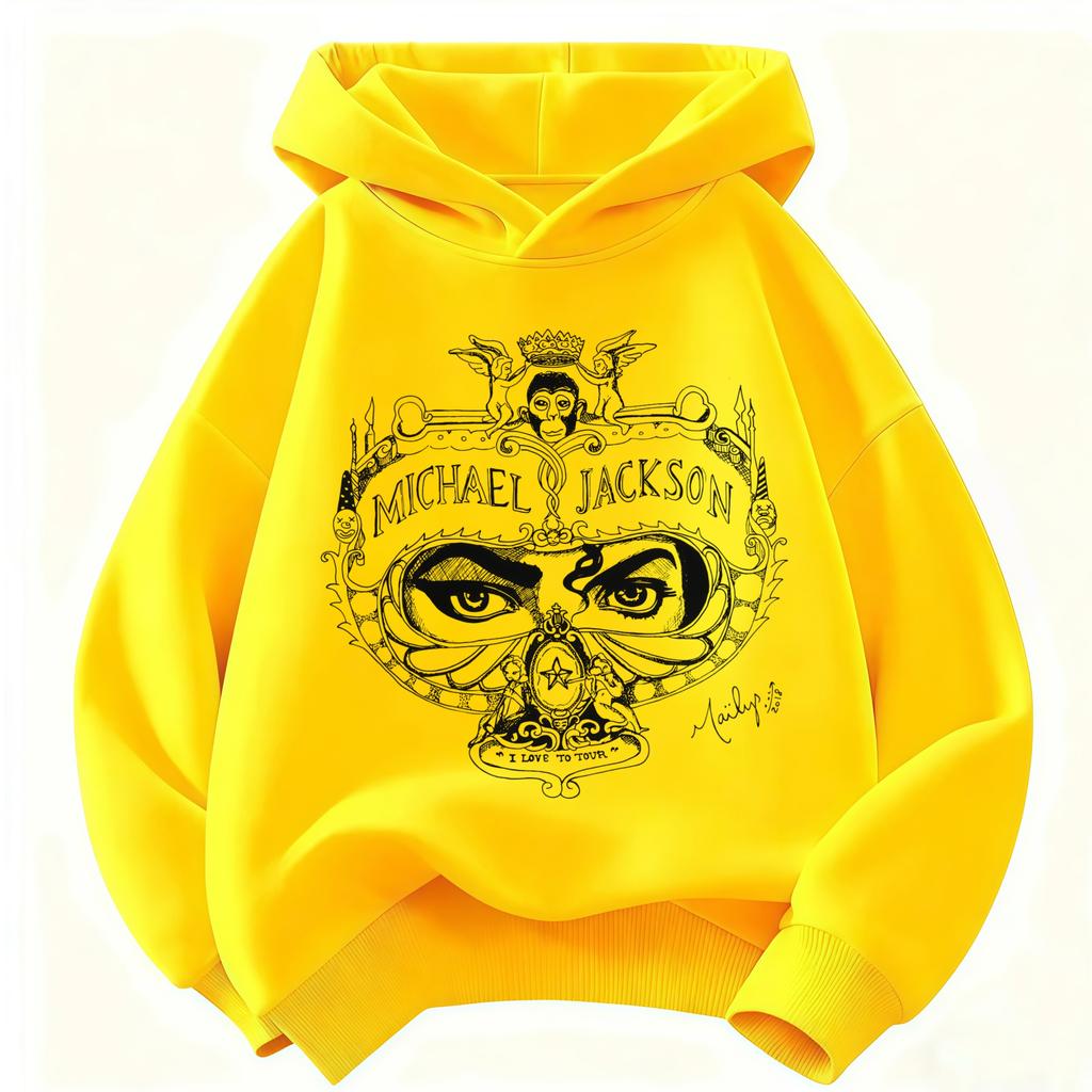 Felpa con cappuccio unisex con stampa Michael Jackson per bambini – Nuova Autunno/Inverno 2026 Felpa calda per bambini Top Grafico Icona Pop Retrò
