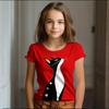Girl Clothes Summer Cartoon Cat Graphic Children's Clothing  Doodling Short Sleeve O-Neck Top