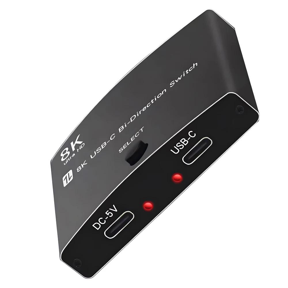 

TYPE C Bidirectional Switcher USB C 2 In 1 Out Converter 40Gbps 8K Video Output Support 100W Fast Charging As Shown A