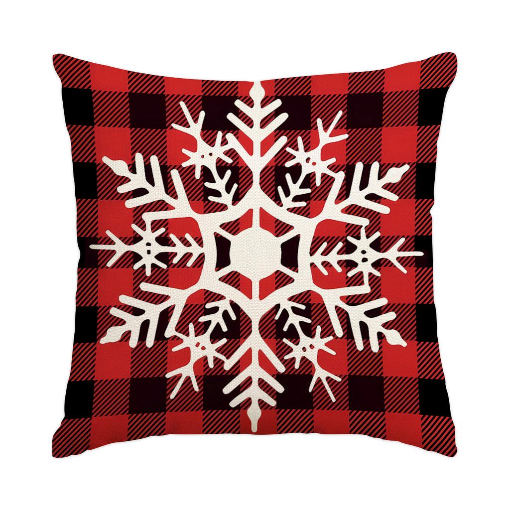 1/4pcs Christmas Pillow Cover, Elderly, Snowflake, Tree Printed Cushion Cover, Christmas Decoration (without Pillow Core)