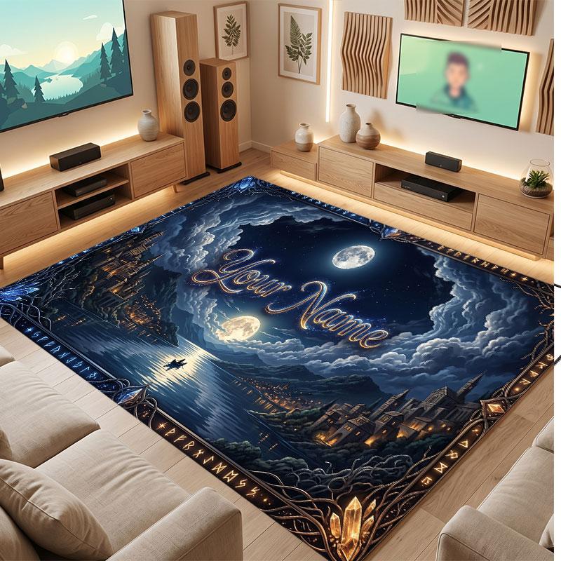 Abstract Personalized Theme Crystal Velvet Floor Rug Personalized Custom Name Text Warm Carpet Home Decoration