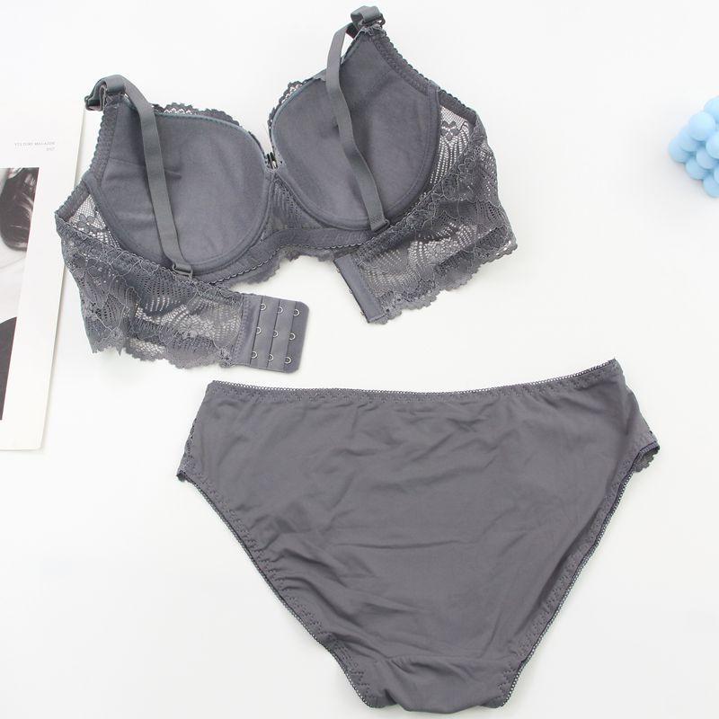 Sexy Lace Lingerie Set with Underwire Bra for Support and Side Boob Reduction Breathable Thin Bra and Comfortable Panties