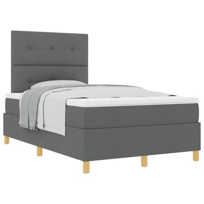 VidaXL Lit Box Spring avec Matelas Gris Foncé 120x200 cm Tissu 3339610