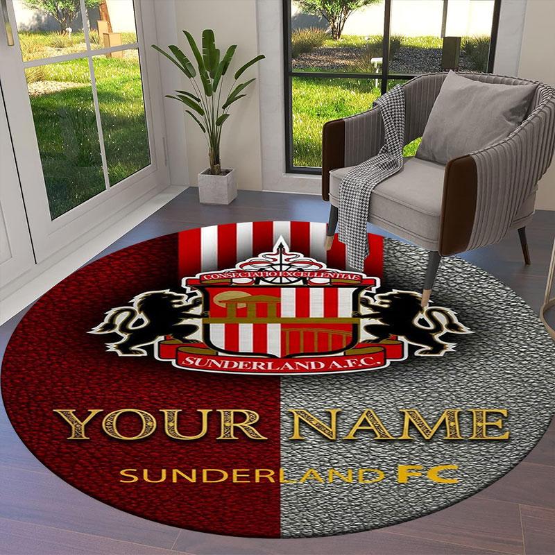 Sunderland A.F Custom Name Round Area Rug,Carpet Rug for Living Room Bedroom Sofa Playroom Decor,Non-slip Floor Mat