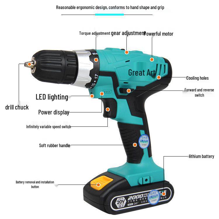 Genuine Dayi 12V/16V/20V Handheld Electric Drill & Screwdriver with Lithium Battery
