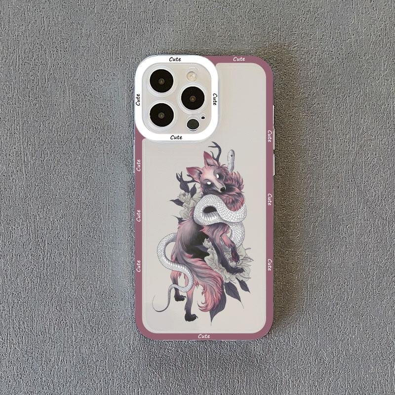 Rose Floral Snake Clear Phone Case For IPhone 11 14 Pro Max 13 12 Pro Max X XR XS SE2 14 8 7 Plus Transparent Back Cover Fundas
