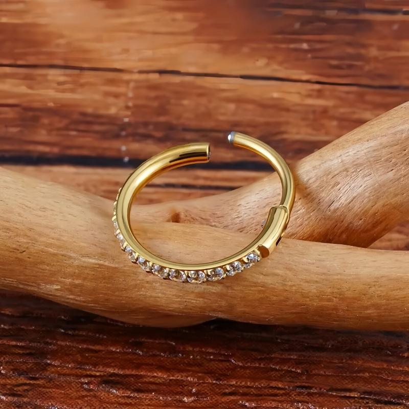 European & American Stainless Steel Zirconia Hoop Earrings and Seamless Nose Rings, Multi-functional Unisex Jewelry for Men and Women.