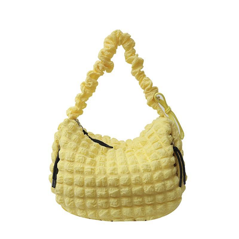 2025 New Seersucker Pleated Niche Knitted Bag Women's Casual One-shoulder Cross-body Large Capacity Cloud