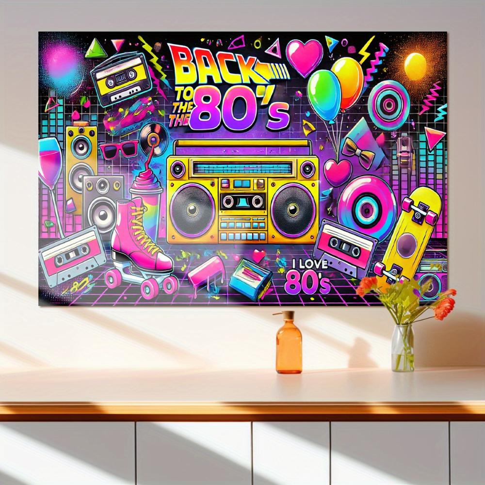 1pc retro 80s background fabric banner suitable for theme parties anniversaries holiday celebrations