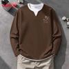 Baleno Men's Waffle Knit Faux Two-Piece Long Sleeve T-Shirt