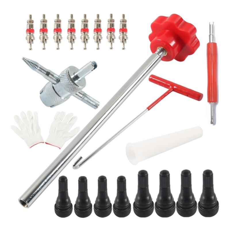Tire Valves Stem Cores Replacement Tool Kit Quick Change Tire Valves Tool Kit for Replacing Leaky Valves In Motorcycles