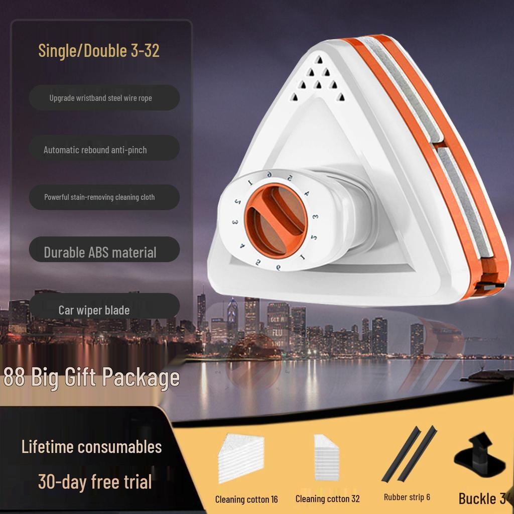 Strong Magnetic Triple-Layer Glass Cleaning Squeegee for High-Rise Windows