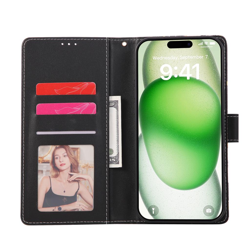 For iPhone 17 Pro Max Case Lacquered Marble Pattern Leather Phone Cover with Wrist Strap