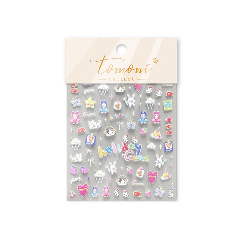 Tomoni Shell Light Cute Kitten Nail Stickers - Creative Rainy Day Holiday Decorations