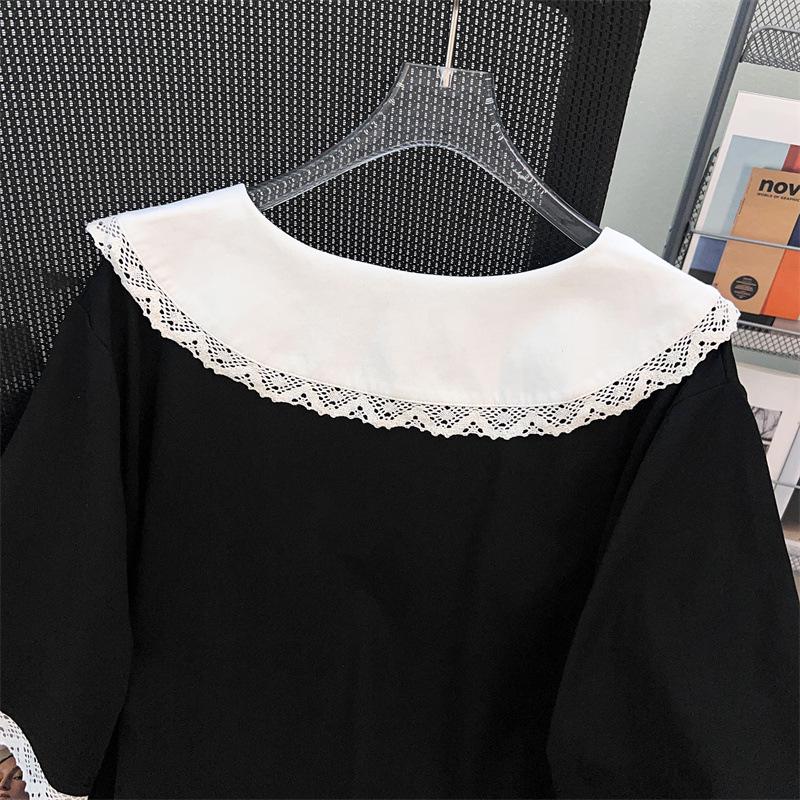 Plus Size Women's Summer Doll Collar Slimming Short Sleeve Top 
