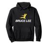 Bruce Lee White Text Yellow Kung Fu Kick Hoodie