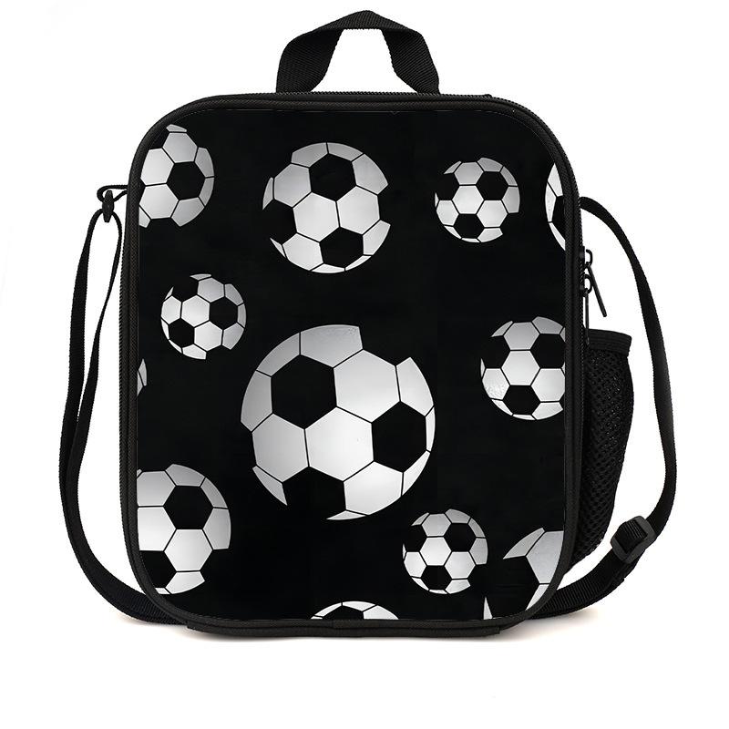 Football Basketball Pattern Children'S Lunch Bag Elementary School Lunch Box Bag Fashion Trend Boys' Lunch Bag