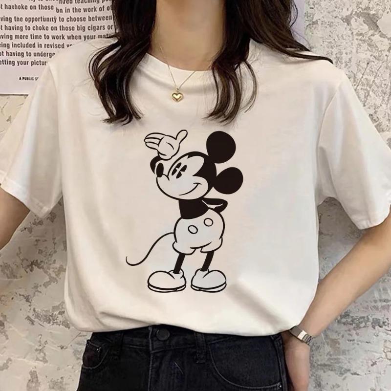 Retro Disney Cartoon Womens Tshirt Mickey Mouse Harajuku Cotton Tshirt Fashion Womens Shirt Summer Top Short Sleeve Shirt