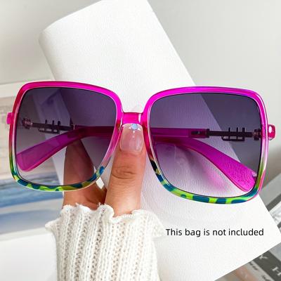 Gafas de Moda Cuadradas Oversize Retro de los años 70 - Lentes Degradadas Azul y Rosa, Montura de Metal Gafas de Moda Unisex para Mujer