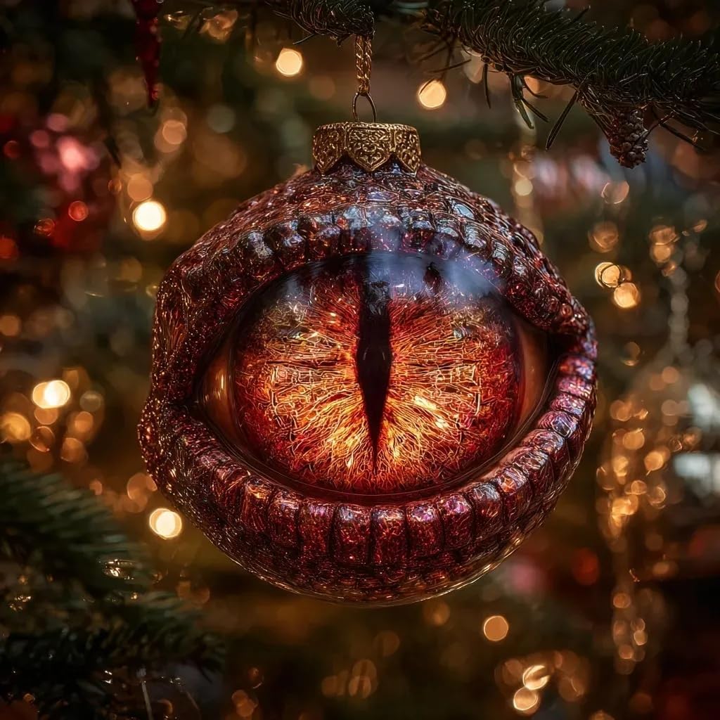 2D Dragon Eye Flat Ornament For Christmas Tree Dragon'S Eye Fantasy Round Holiday Decoration Gothic Xmas Gifts For Women Men