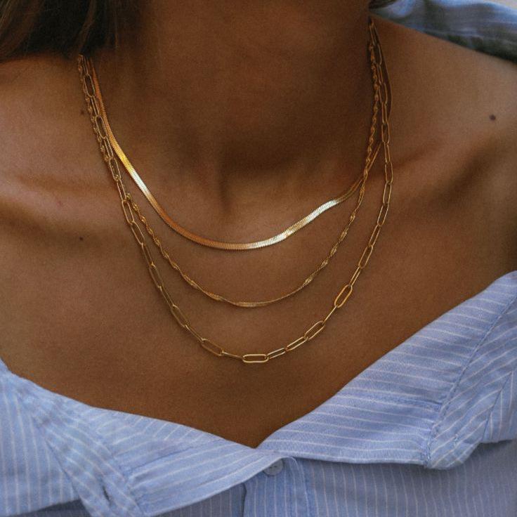 Titanium steel multi-layer chain necklace niche clavicle chain accessories stainless steel 18k gold