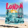 1pc London Landmarks Throw Blanket Polyester Fiber, Lightweight Flannel, Soft & Warm, All Season Use for Outdoor, Camping