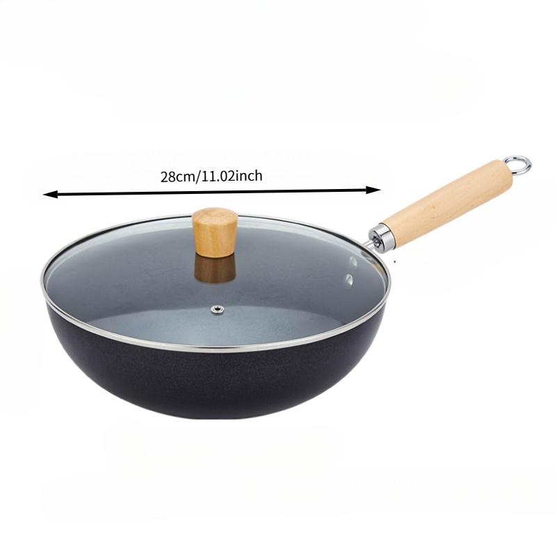 Household Frying Pan for Induction Cooker and Gas Stove, Flat Bottom Pan, Iron Wok