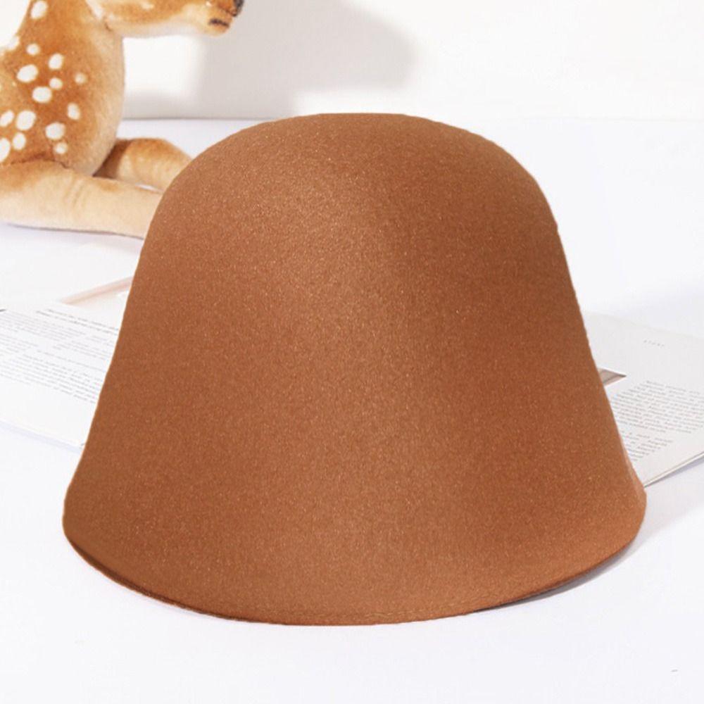 Wool Wool Fisherman Hat Solid Color Panama Hat Beanies Warm Caps  Women